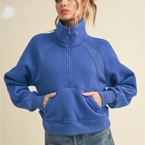 ANA51- blue dove half zip- Cozy Blue Pullover- size medium